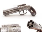 49ers Era Antique ALLEN & THURBER .31 NORWICH Pepperbox ENGRAVED BELLY GUN
GOLD RUSH, Pre-CIVIL WAR