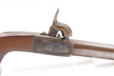 MATCHING BRACE of Antique ENGRAVED Boxlock Percussion SELF DEFENSE PistolsEuropean GOLD INLAID .45 Caliber Mid-1800s Pistols - Image 16 of 25