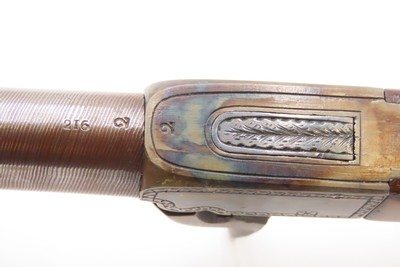 MATCHING BRACE of Antique ENGRAVED Boxlock Percussion SELF DEFENSE PistolsEuropean GOLD INLAID .45 Caliber Mid-1800s Pistols - Image 12 of 25