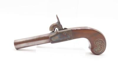 MATCHING BRACE of Antique ENGRAVED Boxlock Percussion SELF DEFENSE PistolsEuropean GOLD INLAID .45 Caliber Mid-1800s Pistols - Image 3 of 25