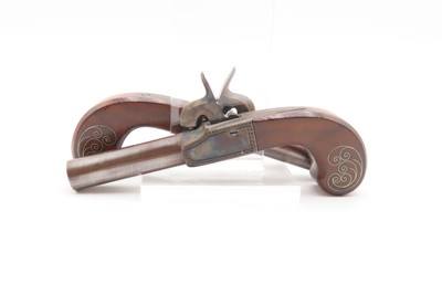 MATCHING BRACE of Antique ENGRAVED Boxlock Percussion SELF DEFENSE PistolsEuropean GOLD INLAID .45 Caliber Mid-1800s Pistols - Image 2 of 25