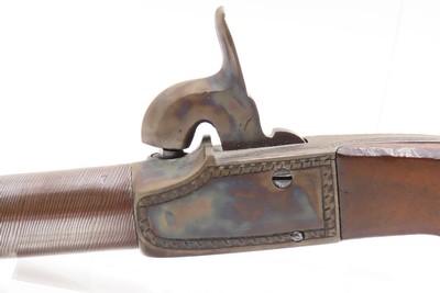 MATCHING BRACE of Antique ENGRAVED Boxlock Percussion SELF DEFENSE PistolsEuropean GOLD INLAID .45 Caliber Mid-1800s Pistols - Image 5 of 25