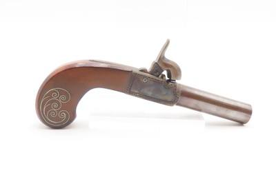 MATCHING BRACE of Antique ENGRAVED Boxlock Percussion SELF DEFENSE PistolsEuropean GOLD INLAID .45 Caliber Mid-1800s Pistols - Image 14 of 25