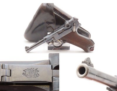 DWM BLANK CHAMBER 7.65mm Semi-Auto P.08 German POLICE LUGER C&R w/HOLSTER
1930-34 Mfg. “CROWN/N” Proofed w/HOLSTER Pre-WWII