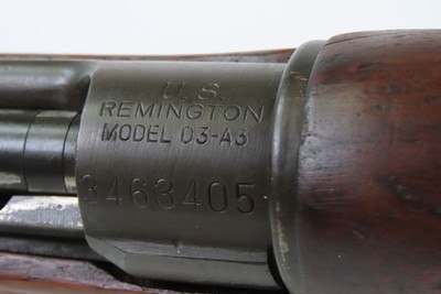 WORLD WAR II U.S. Remington M1903A3 Bolt Action C&R .30-06 Rifle with SLING Made in 1943 “R.A. / FLAMING BOMB / 2-43” Barrel - Image 16 of 23