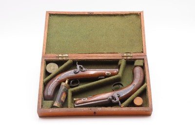 CASED PAIR of ENGRAVED Antique WHEELER & SON of London PERCUSSION Pistols1830s-40s ENGLISH SELF DEFENSE Handguns - Image 2 of 25