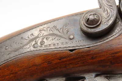 CASED PAIR of ENGRAVED Antique WHEELER & SON of London PERCUSSION Pistols1830s-40s ENGLISH SELF DEFENSE Handguns - Image 8 of 25
