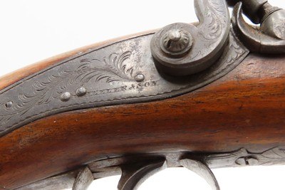 CASED PAIR of ENGRAVED Antique WHEELER & SON of London PERCUSSION Pistols1830s-40s ENGLISH SELF DEFENSE Handguns - Image 22 of 25