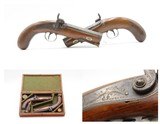 CASED PAIR of ENGRAVED Antique WHEELER & SON of London PERCUSSION Pistols
1830s-40s ENGLISH SELF DEFENSE Handguns - 1 of 25