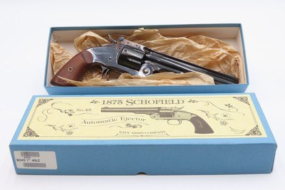 Antique U.S. NAVY ARMS CO. M1875 .45 LC SCHOFIELD Single Action REVOLVER
Modern Reproduction of the SMITH & WESSON SCHOFIELD