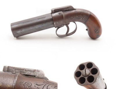 GOLD RUSH Era ALLEN & THURBER Antique WORCHESTER Period PEPPERBOX Revolver
ENGRAVED First DA Revolving Percussion Pistol