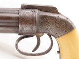 ENGRAVED Antique ALLEN & THURBER Bar Hammer IVORY GRIP Pepperbox BELLY GUN
First American Double Action Revolving Pistol - 16 of 17