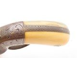 ENGRAVED Antique ALLEN & THURBER Bar Hammer IVORY GRIP Pepperbox BELLY GUN
First American Double Action Revolving Pistol - 10 of 17