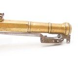 ENGRAVED Antique EUROPEAN Light FLINTLOCK Brass Pocket Pistol SNAP BAYONET
CANNON BARREL Concealed Carry SELF DEFENSE Handgun - 16 of 18