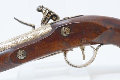 RULE BRITANNIA! ADMIRAL HOWE British FLINTLOCK Pistol by ELLIS .62 AntiqueOrnately Engraved London Sidearm Late-18th Century - Image 16 of 17
