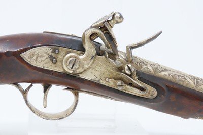 RULE BRITANNIA! ADMIRAL HOWE British FLINTLOCK Pistol by ELLIS .62 AntiqueOrnately Engraved London Sidearm Late-18th Century - Image 4 of 17