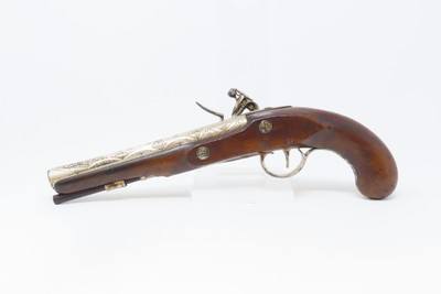 RULE BRITANNIA! ADMIRAL HOWE British FLINTLOCK Pistol by ELLIS .62 AntiqueOrnately Engraved London Sidearm Late-18th Century - Image 14 of 17
