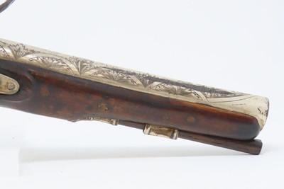RULE BRITANNIA! ADMIRAL HOWE British FLINTLOCK Pistol by ELLIS .62 AntiqueOrnately Engraved London Sidearm Late-18th Century - Image 5 of 17
