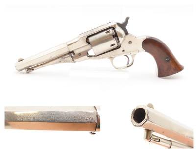 NICE 1870s Antique REMINGTON “New Model” POLICE .38 RF CONVERSION Revolver
Factory Converted to .38 Rimfire Cartridge