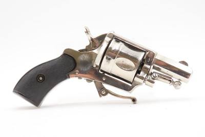Cased GAMBLING SET” w/Belgian DA Folding Trigger POCKET Revolver & DAGGER7.65mm SELF DEFENSE Handgun w/ACCESSORIES - Image 13 of 17
