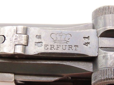 BRITISH WAR TROPHY WWI 1917 Dated ERFURT P08 GERMAN LUGER C&R Pistol 9x19mm IMPERIAL GERMAN Sidearm w/MATCHING NUMBERS - Image 10 of 25