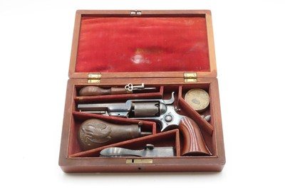 1857 CASED Antique COLT M1855 ROOT Percussion SIDEHAMMER Pocket Revolver.28 Caliber SELF DEFENSE Revolver w/ACCESSORIES - Image 2 of 20