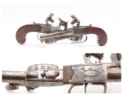 ENGRAVED PAIR British Antique NOCK FLINTLOCK Boxlock Pistols SNAP BAYONETSLONDON Marked with PRE-1813 BIRMINGHAM PROOFS - Image 6 of 25