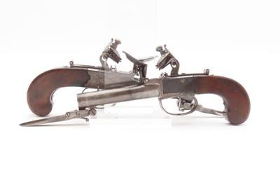 ENGRAVED PAIR British Antique NOCK FLINTLOCK Boxlock Pistols SNAP BAYONETSLONDON Marked with PRE-1813 BIRMINGHAM PROOFS - Image 2 of 25