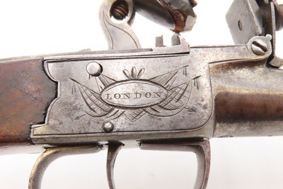 ENGRAVED PAIR British Antique NOCK FLINTLOCK Boxlock Pistols SNAP BAYONETSLONDON Marked with PRE-1813 BIRMINGHAM PROOFS - Image 21 of 25