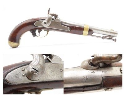 Scarce NAVY MARKED U.S. ASTON 1st Contract M1842 .54 DRAGOON Pistol Antique ANCHOR MARKED with “US/GW/P” at the Breech