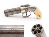 RARE Antique Samuel “SUTHERLAND RICHMOND VA” Retailer Pepperbox IVORY GRIPS ENGRAVED DA CONFEDERATE “Armorer of the South”