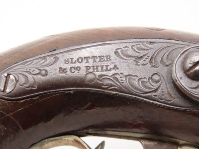 ENGRAVED/SILVER Mounted SLOTTER & CO. Antique DERRINGER Percussion PistolPeriod Copy of Henry Deringer’s Pistol J.P. LOWER - Image 6 of 18