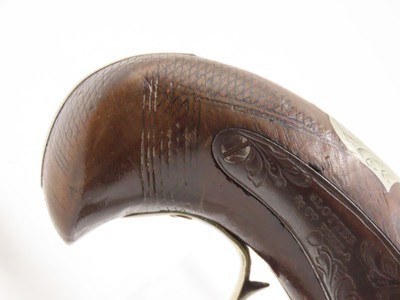 ENGRAVED/SILVER Mounted SLOTTER & CO. Antique DERRINGER Percussion PistolPeriod Copy of Henry Deringer’s Pistol J.P. LOWER - Image 3 of 18