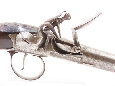 SILVER MOUNTED B. Brooke Antique QUEEN ANNE Flintlock Pistol GROTESQUE Mask BRITISH PROOFED with RIFLED SCREW OFF BARREL - Image 4 of 18