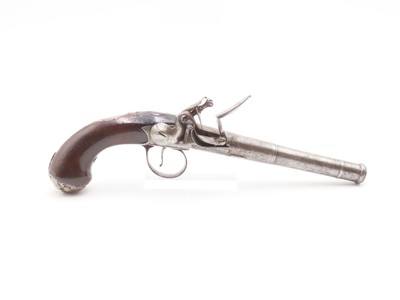 SILVER MOUNTED B. Brooke Antique QUEEN ANNE Flintlock Pistol GROTESQUE Mask BRITISH PROOFED with RIFLED SCREW OFF BARREL - Image 2 of 18