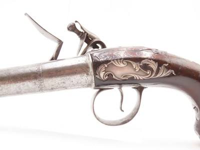 SILVER MOUNTED B. Brooke Antique QUEEN ANNE Flintlock Pistol GROTESQUE Mask BRITISH PROOFED with RIFLED SCREW OFF BARREL - Image 17 of 18
