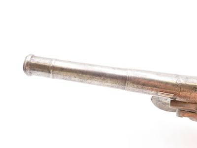 SILVER MOUNTED B. Brooke Antique QUEEN ANNE Flintlock Pistol GROTESQUE Mask BRITISH PROOFED with RIFLED SCREW OFF BARREL - Image 14 of 18