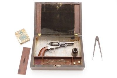 Pre-CIVIL WAR Antique COLT M1849 Percussion POCKET Revolver w/WRITING DESKWith INK WELL, DICE, CARDS, and other ACCESSORIES - Image 2 of 21