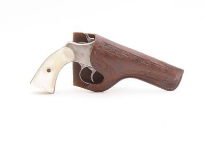 TWO DIGIT SERIAL NUMBER Antique COLT NEW POLICE Six-Shot Revolver w/HOLSTER 1896 mfg. w/PEARL GRIPS & SERIAL NUMBER “96”