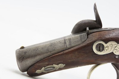 ENGRAVED/SILVER Mounted SLOTTER & CO. Antique DERRINGER Percussion PistolPeriod Copy of Henry Deringer’s Pistol J.P. LOWER - Image 14 of 17