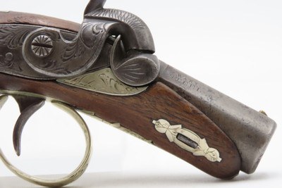 ENGRAVED/SILVER Mounted SLOTTER & CO. Antique DERRINGER Percussion PistolPeriod Copy of Henry Deringer’s Pistol J.P. LOWER - Image 4 of 17