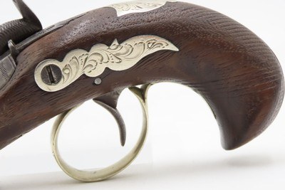 ENGRAVED/SILVER Mounted SLOTTER & CO. Antique DERRINGER Percussion PistolPeriod Copy of Henry Deringer’s Pistol J.P. LOWER - Image 15 of 17