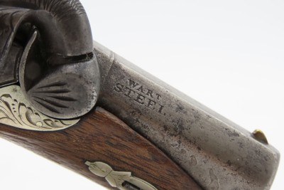 ENGRAVED/SILVER Mounted SLOTTER & CO. Antique DERRINGER Percussion PistolPeriod Copy of Henry Deringer’s Pistol J.P. LOWER - Image 7 of 17