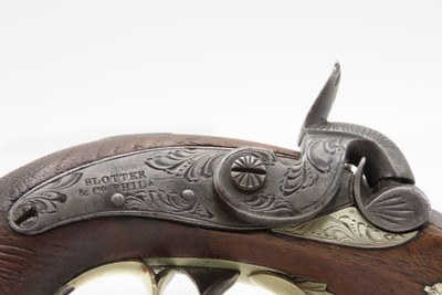 ENGRAVED/SILVER Mounted SLOTTER & CO. Antique DERRINGER Percussion PistolPeriod Copy of Henry Deringer’s Pistol J.P. LOWER - Image 6 of 17