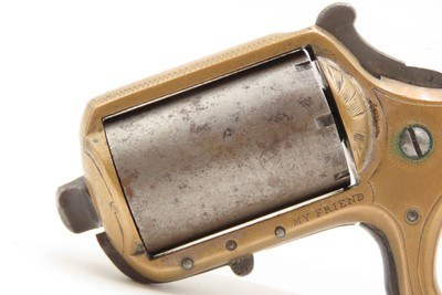 Scarce ENGRAVED Antique JAMES REID “My Friend” .22 Revolver KNUCKLE DUSTERPost-Civil War BRASS KNUCKLE - PISTOL Combination - Image 10 of 13
