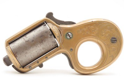 Scarce ENGRAVED Antique JAMES REID “My Friend” .22 Revolver KNUCKLE DUSTERPost-Civil War BRASS KNUCKLE - PISTOL Combination - Image 9 of 13