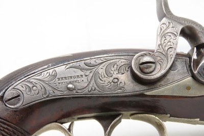 SILVER MOUNTED Antique C. CURRY Retailer HENRY DERINGER Percussion PistolFactory Engraved SAN FRANCISCO SHIPPED Pistol - Image 5 of 14