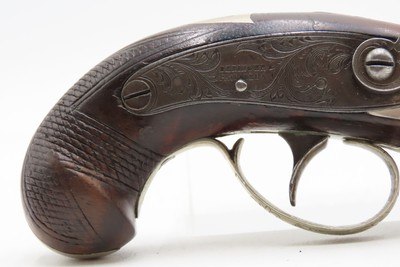 SILVER MOUNTED Antique C. CURRY Retailer HENRY DERINGER Percussion PistolFactory Engraved SAN FRANCISCO SHIPPED Pistol - Image 4 of 14