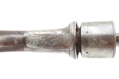 ENGRAVED Antique RICHARDS BAR HAMMER Transitional PERCUSSION DA RevolverMid 1800s DOUBLE ACTION .44 Caliber Firearm - Image 7 of 18