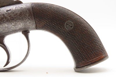 ENGRAVED Antique RICHARDS BAR HAMMER Transitional PERCUSSION DA RevolverMid 1800s DOUBLE ACTION .44 Caliber Firearm - Image 15 of 18